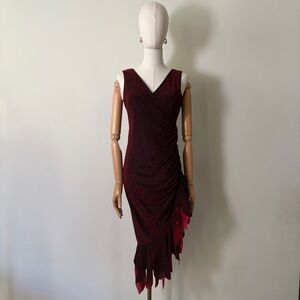 California Costumes Red Sparkly Lurex Ruched Dress - Size M